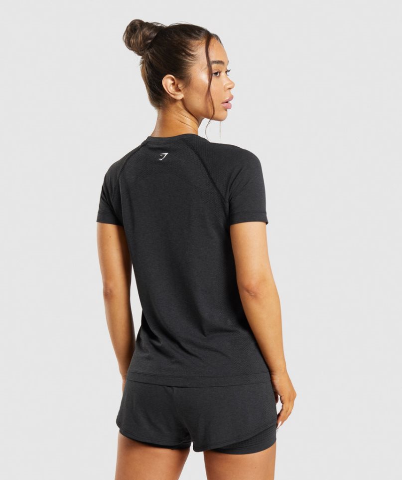 Women's Gymshark Vital Seamless 2.0 Light T-Shirts Black | NZ 4XWPAC